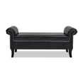 thumbnail image 4 of Kathy Roll Arm Entryway Accent Bench Vintage Black Brown Faux Leather, 4 of 5