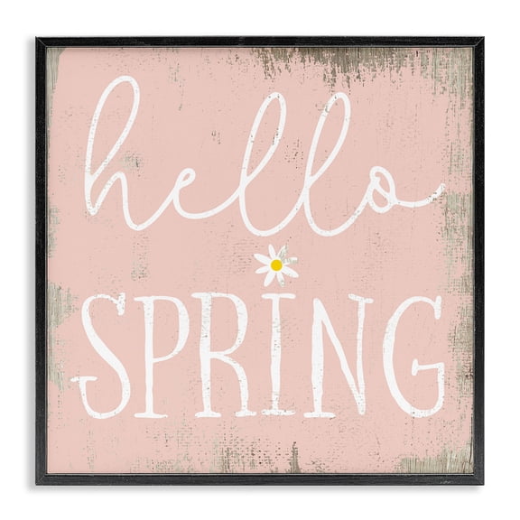 Stupell Industries Shabby Chic Rustic Hello Spring Black Framed Giclee Art, 12 x 12, by Lil' Rue