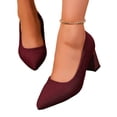 thumbnail image 3 of IEMIEMIEM Women's Kitten Heels Pumps Pointed Toe Knit Slip On Comfortable Casual Formal Dress Shoes Office Party Wedding Walking Shoes 8.5 Wide Wine, 3 of 7