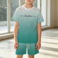 thumbnail image 2 of XIYON Boys Outfit 2 Piece Cool Gradient Boys Short Sleeve T Shirt And Shorts Outfit Breathable Mesh Casual Playwear Kids Clothing Sets 13-14 Years, 2 of 4