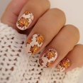 thumbnail image 1 of Uñas postizas adhesivas SWEKKE cortas cuadradas con hojas de arce otoñales, 24 piezas, 1 of 7