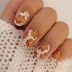 thumbnail image 1 of Uñas postizas adhesivas SWEKKE cortas cuadradas con hojas de arce otoñales, 24 piezas, 1 of 7