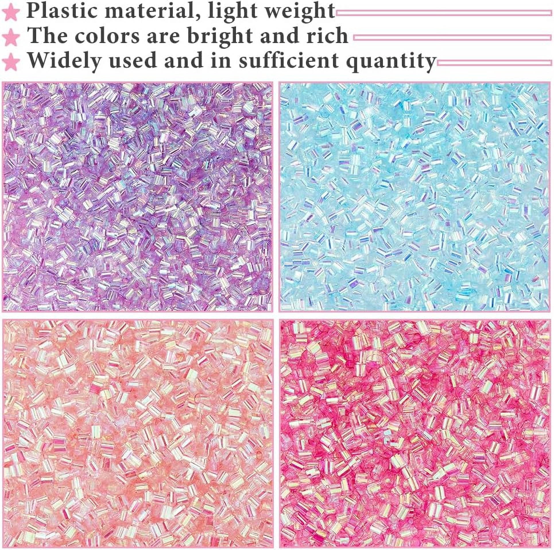 60G 4 Colors Crispy Bingsu Beads Iridescent Soft Straw Tube Beads 3D Glitter Plastic Beads Assortment Crunchy Slime Microbeads Supplies Light Colors Beads 1 Color/Bag