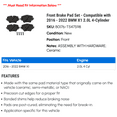 thumbnail image 2 of Front Brake Pad Set - Compatible with 2016 - 2022 BMW X1 2.0L 4-Cylinder 2017 2018 2019 2020 2021, 2 of 2