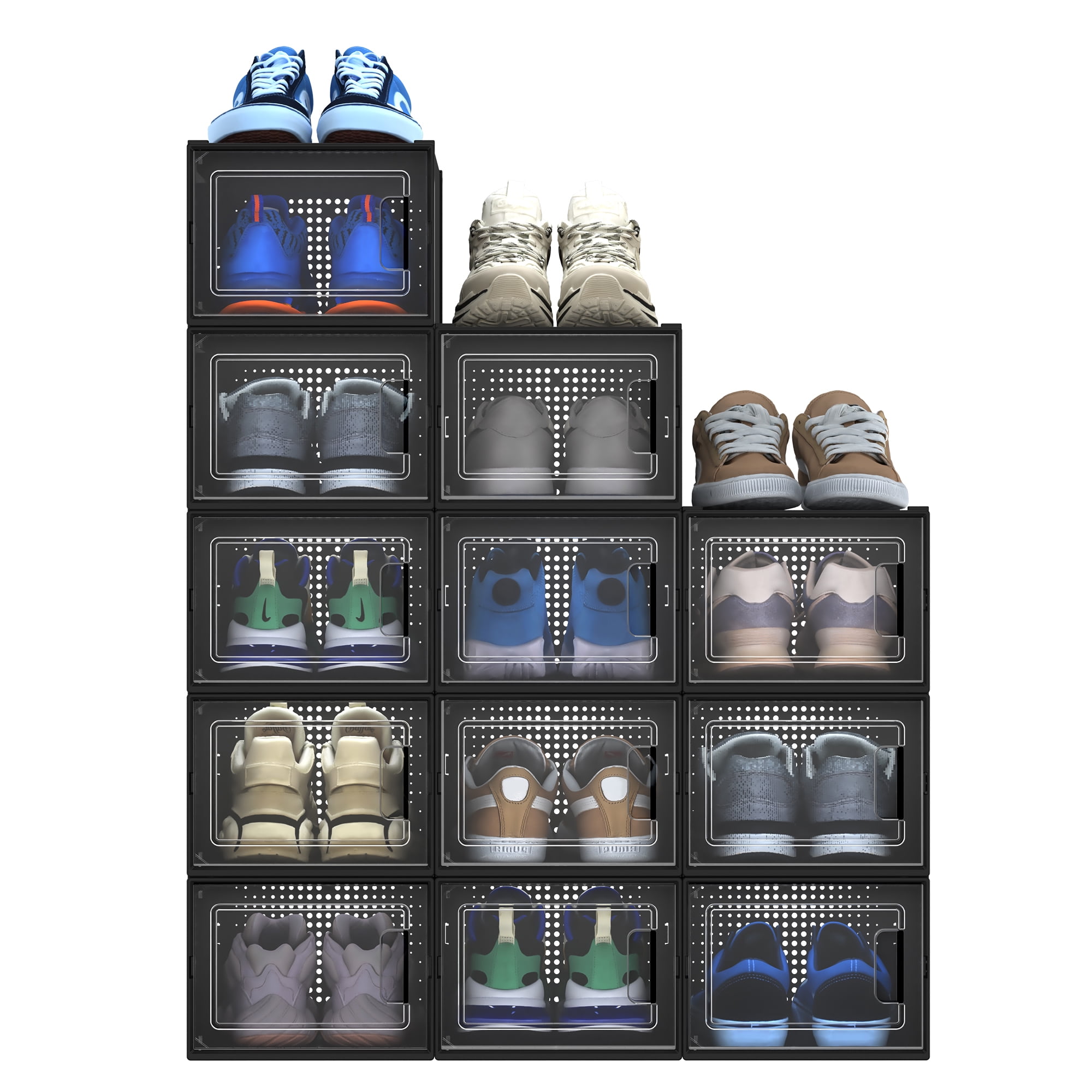 YITAHOME Shoe Box, Set of 18 PCS,6 Small Size 6 Medium Size and 6