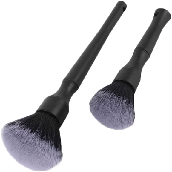 2Pcs Car Detailing Brush Set Soft Boar Hair Brush and Detail No Scratch Microfiber Car Dash Duster Brush for Car Cleaning Vents Dash Trim Brushes Wheel Brushes
