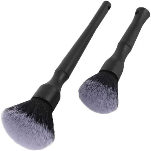 Juego de 2 cepillos para detalles de coche, cerdas de jabalí suaves y cepillo de microfibra sin arañazos para limpieza de ventilación, salpicadero, embellecedores, ruedas de coche