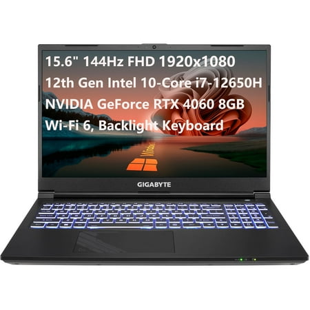 GIGABYTE G5 KF5 15.6" 144Hz FHD Gaming Laptop Computer, Intel 10-Core i7-12650H, GeForce RTX 4060 8GB, 16GB DDR5 RAM, 512GB PCIe SSD, WiFi 6, Bluetooth 5.2, Backlight Keyboard, Windows 11, Ti-Change