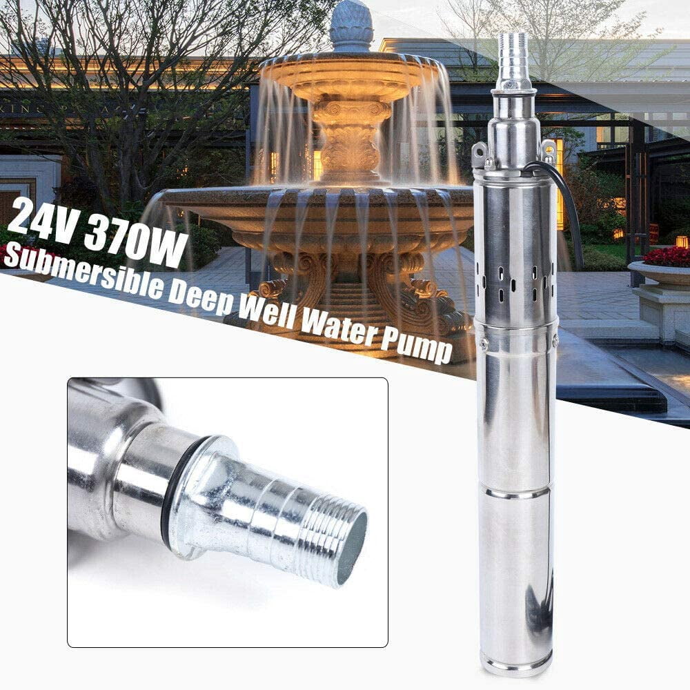 Miumaeov Solar Deep Well Water Pump, 370W 24V Stainless Steel Submersible Water Pump