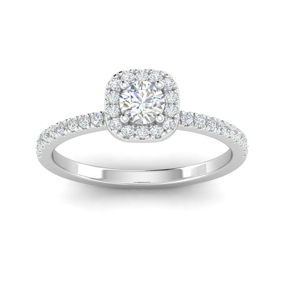 F/SI 1/2ctw Diamond Halo Engagement Ring in 10k White Gold