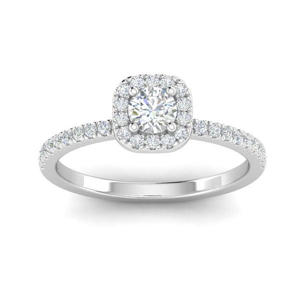 Rings 1/2ctw Diamond Halo Engagement Ring in 10k White Gold - Walmart.com