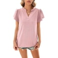 thumbnail image 4 of Lucakuins Blusa de manga corta de verano para mujer, cuello en V recortado Color sólido Casual Party Street Summer Shirt Tops Lucakuins moda, 4 of 7