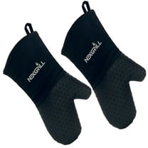 Nexgrill Silicone Oven Mitt, Heat-Resistant BBQ Glove with Hanging Loop, Non-Slip Grill Glove for Kitchen, Baking, and Outdoor Grilling, Black - 530-0025 (2 Pack)