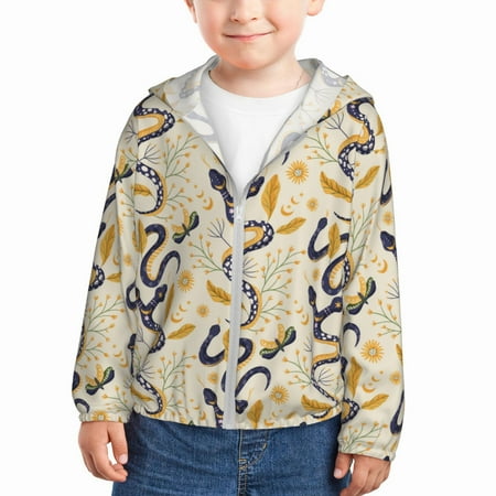 

Sun Hoodie for Kids Abstract Cute Double Headed Snake Long Sleeve Swim Fishing Shirts Sun Protection Zip Up Jacket Clothing Athletic Hoodie