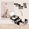 thumbnail image 3 of Makeup Train Case Cosmetic Organizer Box 2-Tier Trays Makeup Box Portable Jewelry Storage Lockable with Keys and Mirror, 3 of 9