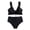 Black, variant on Gswybco Summer Bikini Set for Women 2PC Split Swimsuit Set High Waist Swim Shorts Strappy Adjustable Bathing Swimwear Pleated Bikini Top with Chest Cushion
