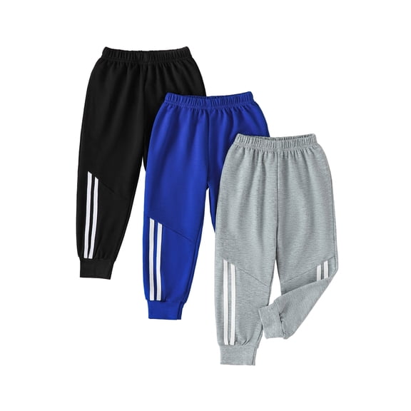 Toddler Boys Clothes Boys Pants Toddler Kids Boys Sweatpants 3 Pack Elastic Waist Joggers Athletic Pants 3T 4T 5T Size 6 7 Black Blue Gray