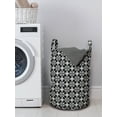 thumbnail image 3 of Abstract Laundry Bag, Design of Flower and Geometric Inspired Shapes Monochrome Layout, Hamper Basket with Handles Drawstring Closure for Laundromats, 13" x 19", Charcoal Grey and White, by Ambesonne, 3 of 4