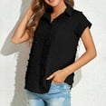thumbnail image 6 of ZQUUVOU Women's Summer Breathable Loose Casual Button Solid Short Sleeved Wool Ball Shirt Blouse Tops Black, 6 of 8
