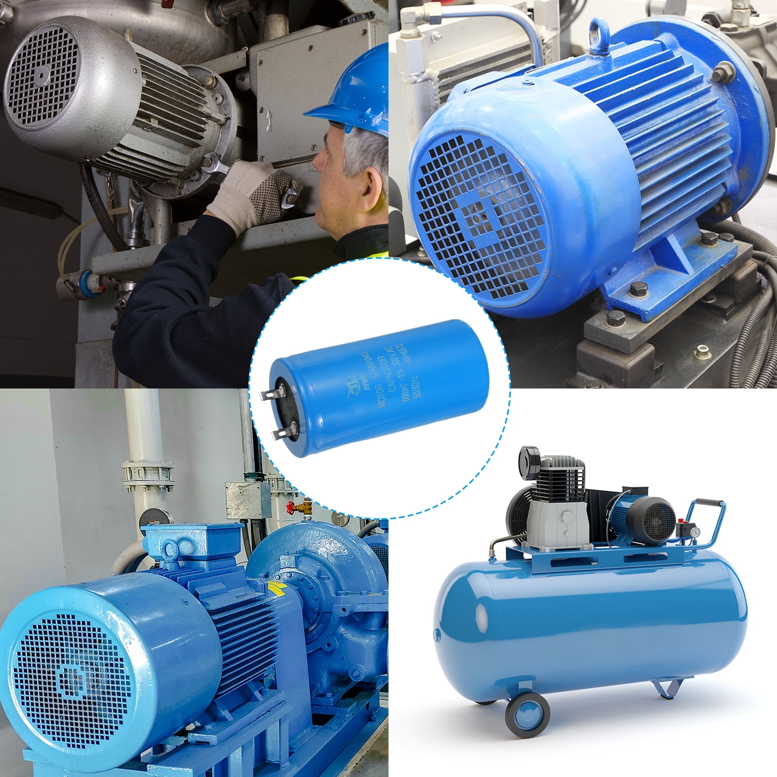 Uxcell Motor Start Capacitor, 600uf 300V CD60 Running Capacitor Starting Capacitor for Air Conditioners, Electric Motor Starts Running