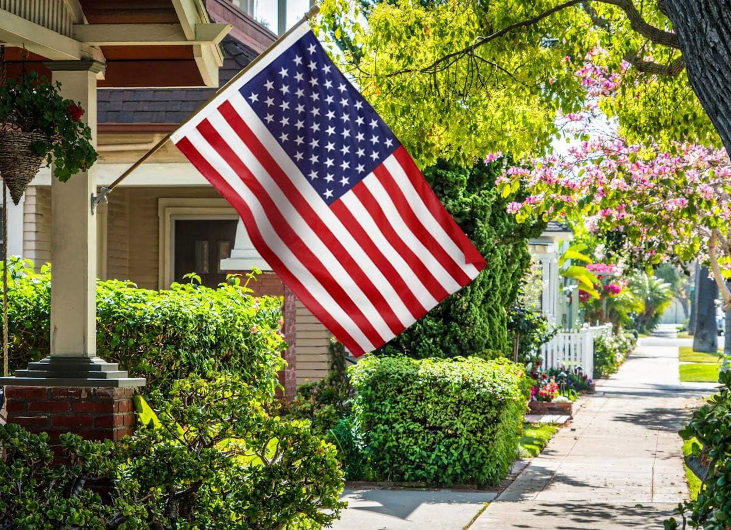 American Flags for Outside 3X5 FT 3Ply Double Sided Prined USA Flags Polyester US United State Flags Canvas with Stars and Stripes Flag with 2 Brass Grommets Outdoor Indoor Decor