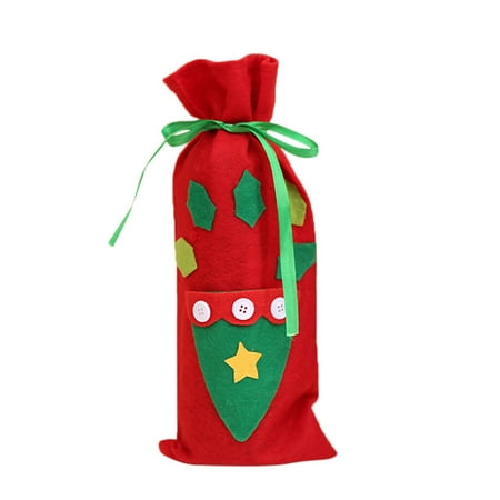 

Home Decor Red Wine Bottle Cover Bags Decoration Party Santa Claus Christmas