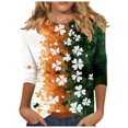 thumbnail image 2 of successthop St Patricks Day Womens Plus Size Tops 3/4 Sleeve Green Crew Neck Polyester Casual St. Patricks Day Blouse Tops for Irish Themed Gifts L, 2 of 5