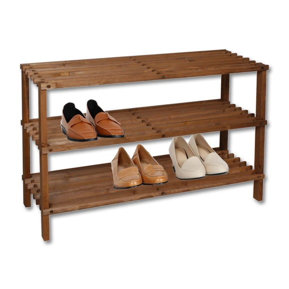 ITY International - 3 Tier Wooden Shoe Rack, 29"x10.4"x19", Brown