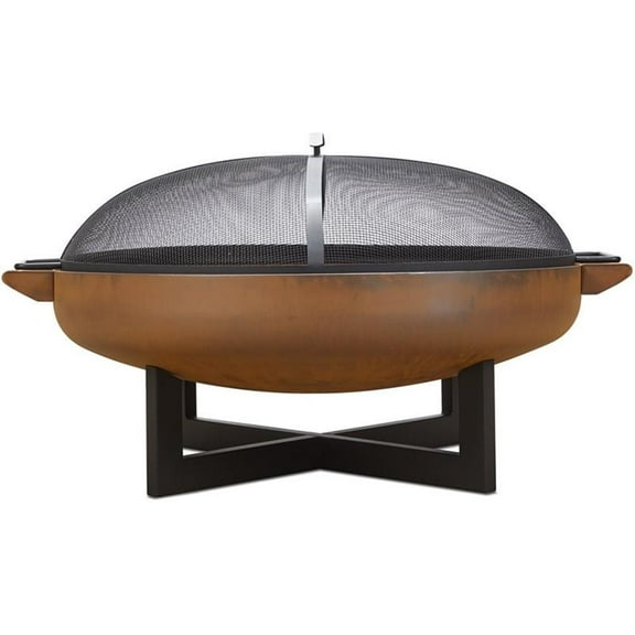 Real Flame La Porte 37" Round Wood Burning Steel Fire Pit in Rust Brown