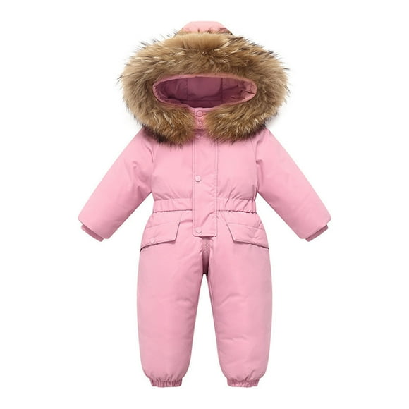 hoksml Boys Girls All-in-One Snowsuit Thick Insulated Winter Overalls with Hood Stylish and Warm Snowsuit for Outdoor
