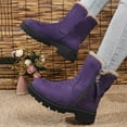 thumbnail image 5 of PiGOGI Women's Winter Boots Thickened Velvet Mid-Calf Snow Boots Warm Casual Fashionable Boots for Women Purple 42, 5 of 6
