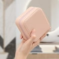 thumbnail image 2 of Travel Velvet Jewelry Box with Mirror, Mini Gifts Case for Women Girls, Small Portable Organizer Boxes for Rings Earrings Necklaces Bracelets (Pink), 2 of 7