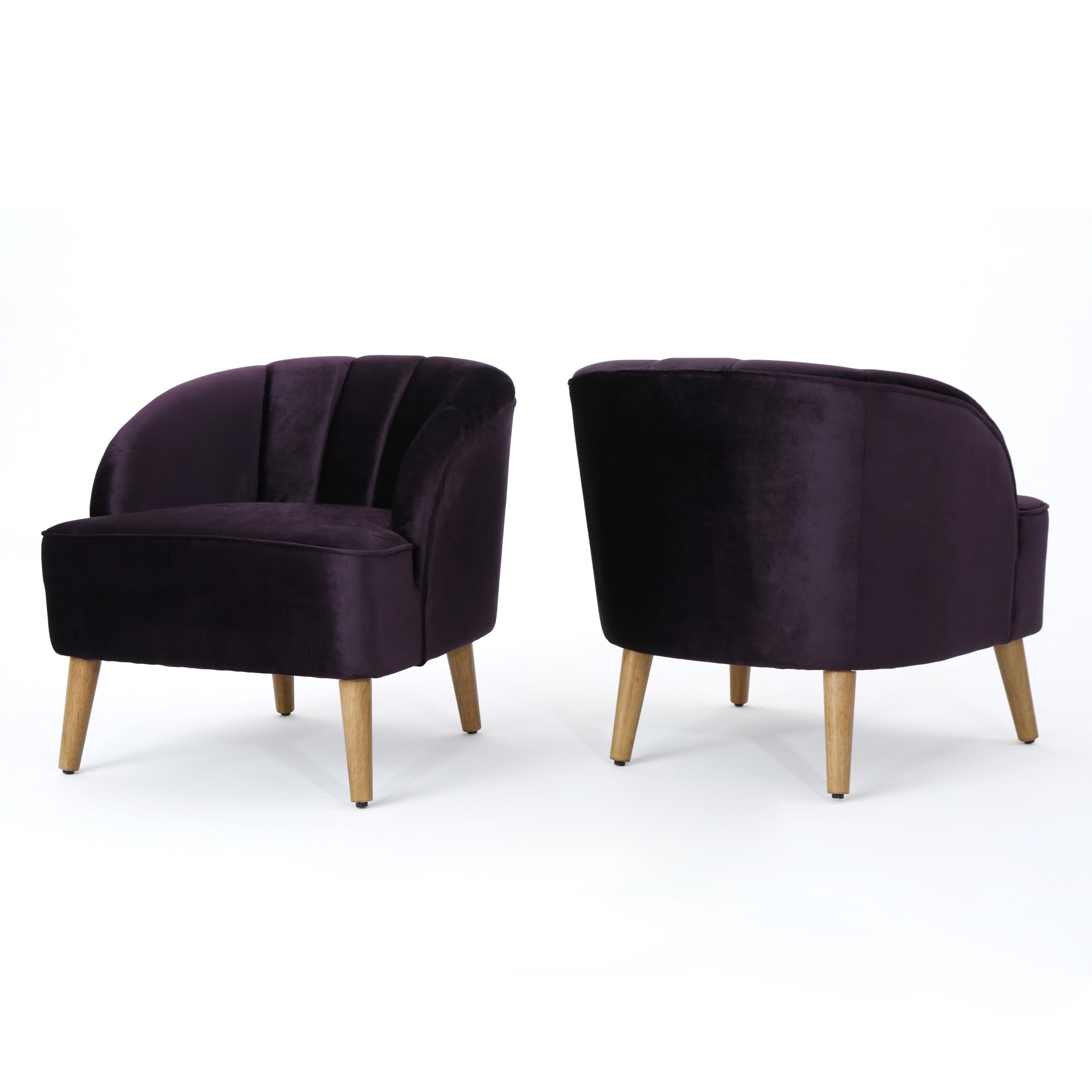 Scarlett Modern Velvet Club Chairs, Set of 2, Blackberry