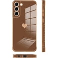 thumbnail image 4 of for Samsung Galaxy S21 Plus Case Love Heart Plating Electroplate Luxury Elegant Case Camera Protector Soft TPU Shockproof Protective Corner Back Cover Galaxy S21 Plus Case -Brown, 4 of 10