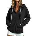 thumbnail image 2 of Hoodies Sweatshirt for Women Button Collar Drawstring Long Sleeve Pullover Casual Winter Hooded Tops With Pocket Fall Outfits, 2 of 7
