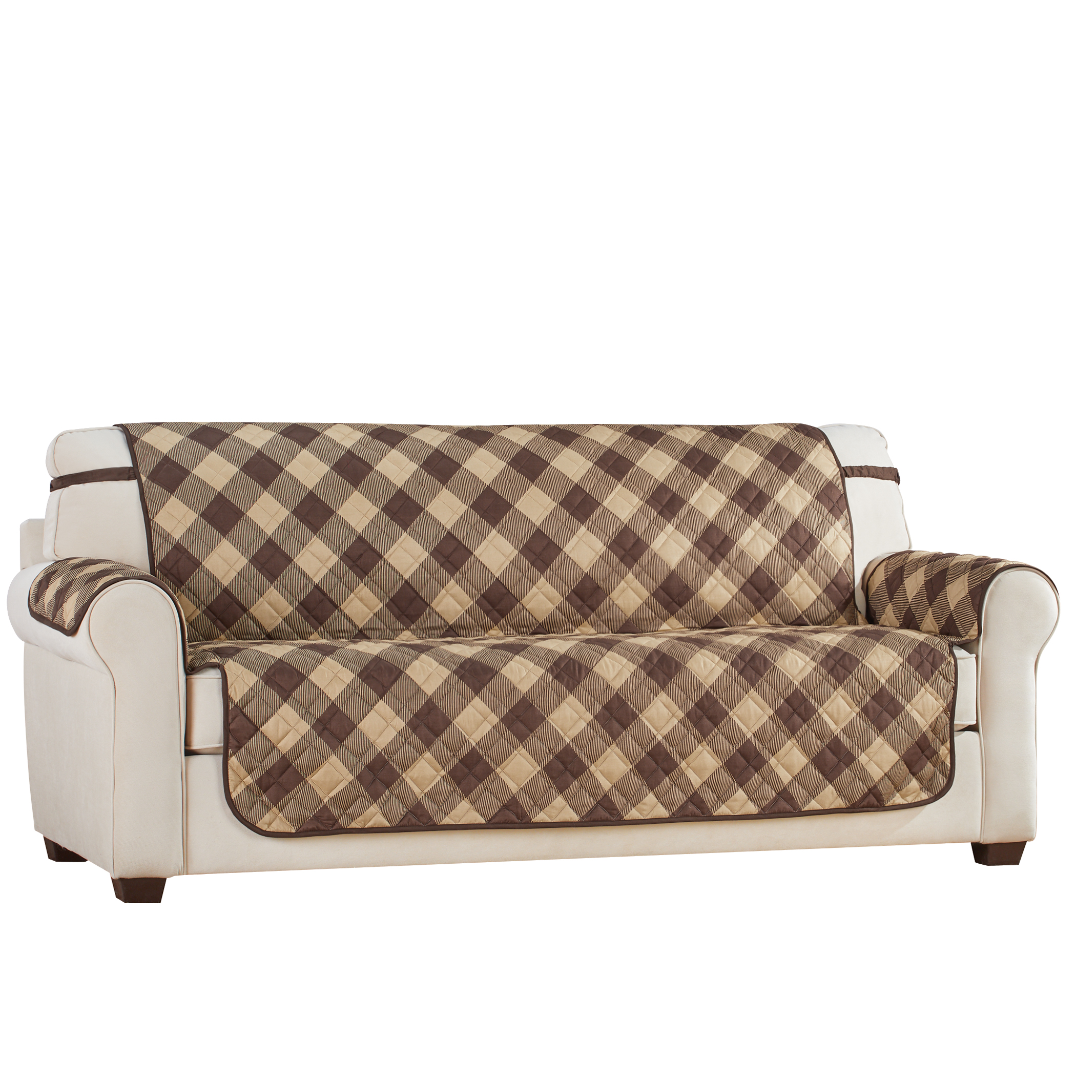 Collections Etc Multicolor Buffalo Check Plaid Furniture Cover CHOCOLATE/TAN JUMBO RECLINER
