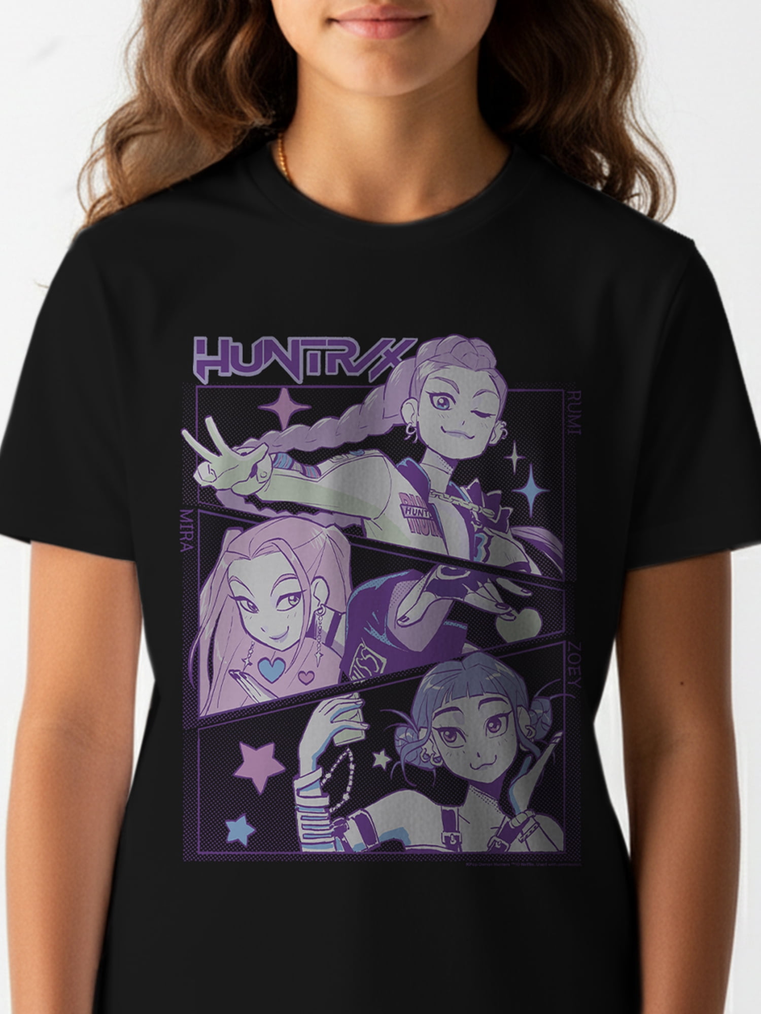 K-Pop Demon Hunters, Girls Short Sleeve T-Shirt, Huntrix Group Panels, Sizes 4-16