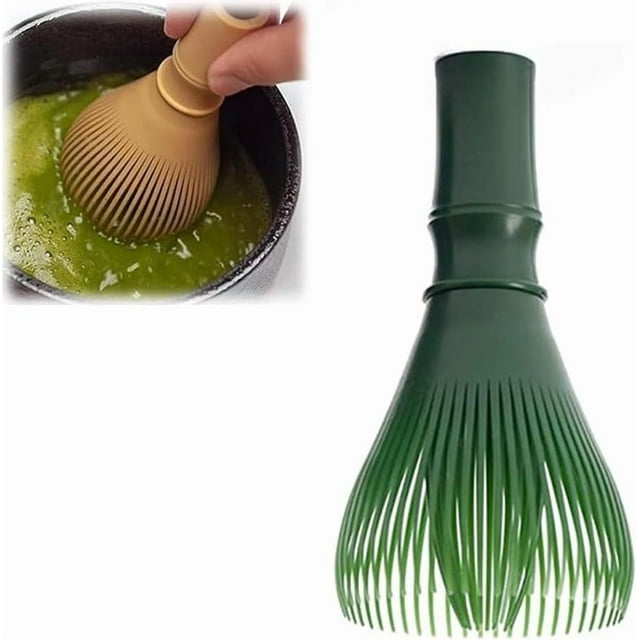 Matcha Whisk Set - Reusable Resin Whisk for Stirring Matcha Powder, Hot Chocolate & Milk Frothing, Easy to Clean Tea Ceremony Tool & Kitchen Gadget (Green)