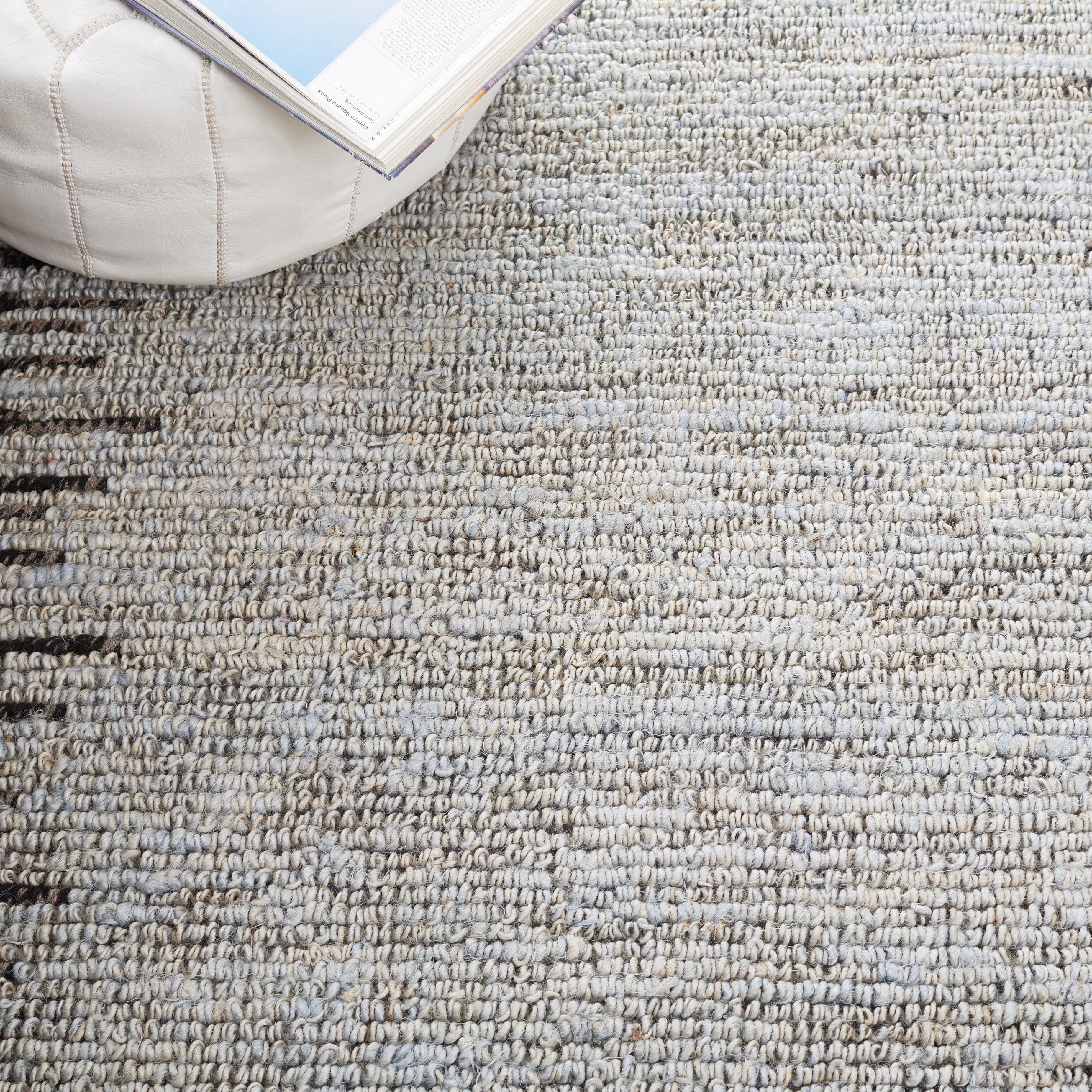 SAFAVIEH Natural Fiber Jake Abstract Area Rug, Light Blue/Black, 6' x 9'