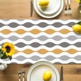 thumbnail image 4 of Table Runner Mid Century Abstract Art Table Decoration for Kitchen Dinning Symmetrical Geometric Yellow Grey Table Decoration for Indoor Outdoor Party Wedding Decor 13x72inch, 4 of 7