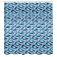 thumbnail image 3 of Marine Shower Curtain, Graphic Fish Silhouettes on Sea Inspired Background Underwater Life, Fabric Bathroom Set with Hooks, 69W X 75L Inches Long, Blue Navy Blue Dark Blue, by Ambesonne, 3 of 3