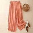 thumbnail image 6 of Women's Spring Summer Embroidered Wide Leg Pants Cotton Linen High Waist, 6 of 6