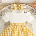 thumbnail image 5 of JUMEYU Baby Girls' Dresses Newborn Baby Girl Outfit Short Sleeve Romper Infant Cute Summer Clothes Set 0 3 6 9 12 18 24 Months (Yellow,12-18 Months), 5 of 6