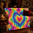 thumbnail image 3 of Vibrant Tie-Dye Heart Design Colorful Radiating Swirls, Cozy Artistic Scene, Warm Flannel Blanket for Living Room and Bedroom, Art Lovers Valentine's Day Gift, Artistic Home Decor, 3 of 9