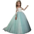 thumbnail image 4 of Lace Embroidery Sheer Long Sleeves Kids Trailing Gowns, 4 of 5