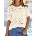 thumbnail image 3 of FreshPretty Lace Tops for Women Blouses Dressy Casual Boho Eyelet Puff Short Sleeve Shirts Spring Summer Clothes Vacation Outfits, 3 of 9