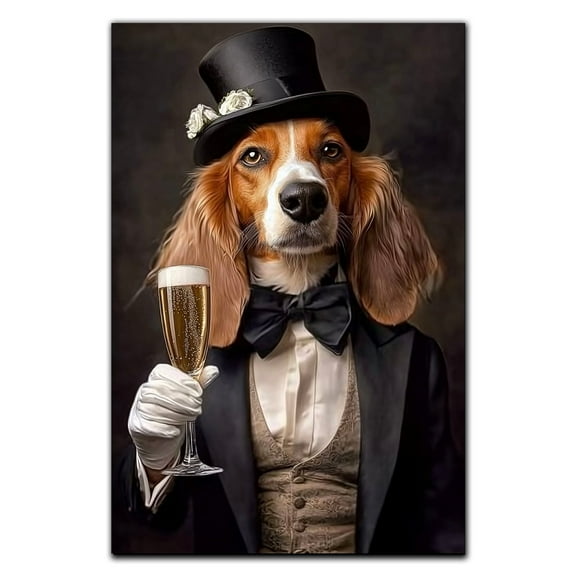 Funny Animal Wall Art Affenpinscher Dog Drinking Wine Wall Art, Funny Dog Poster 8x12in, Bar Decor, Kitchen Decor, Bedroom Living Room Decor 646CA1