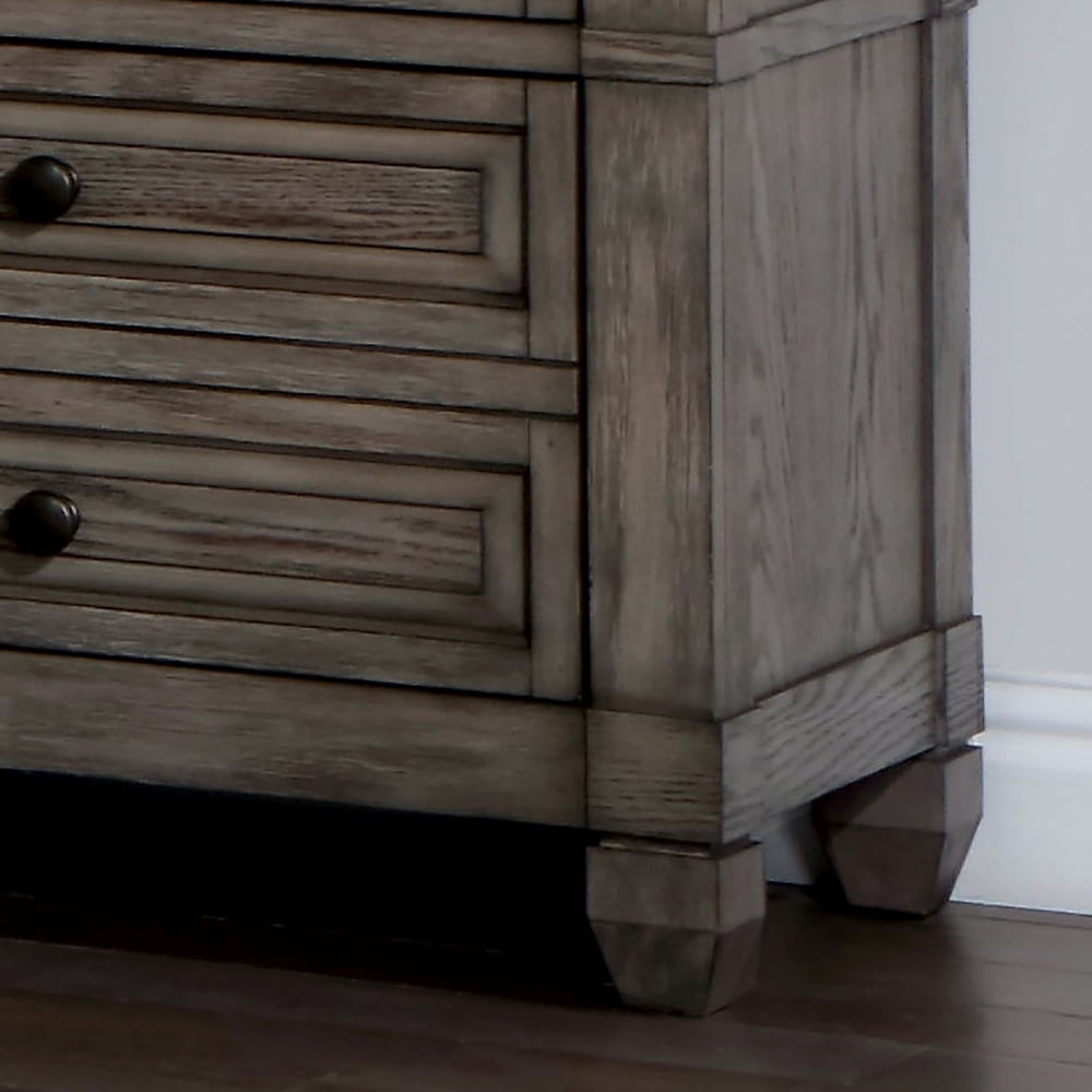 Furniture of America Penny Adult Transitional 3-Drawer Nightstand, Warm Gray