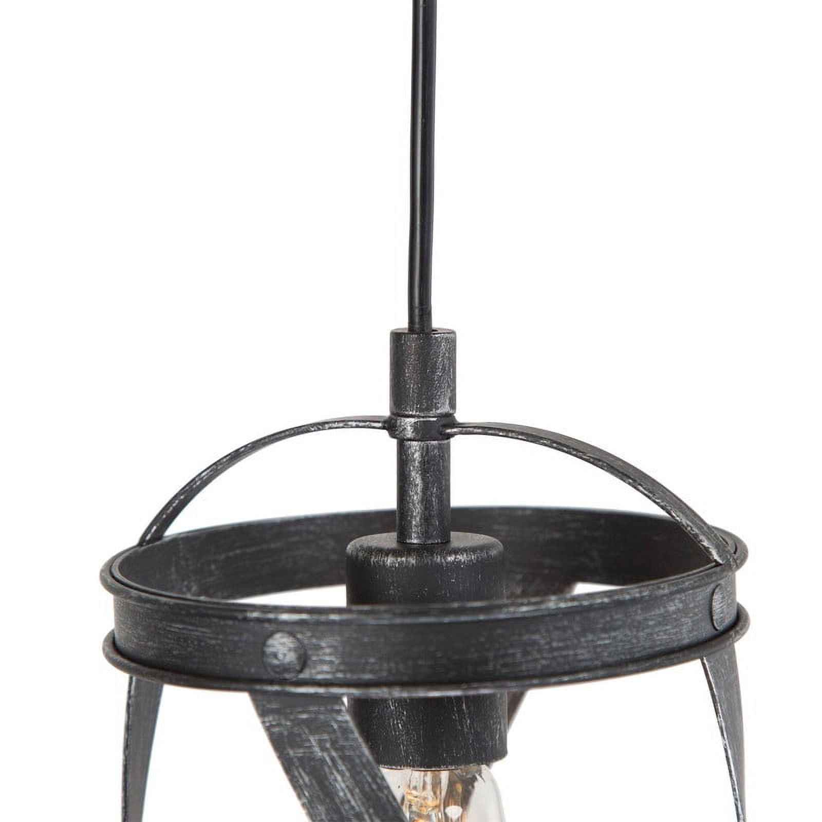 LNC 1-Light Brushed Silver Black Industrial Lantern LED Mini Kitchen Island Light