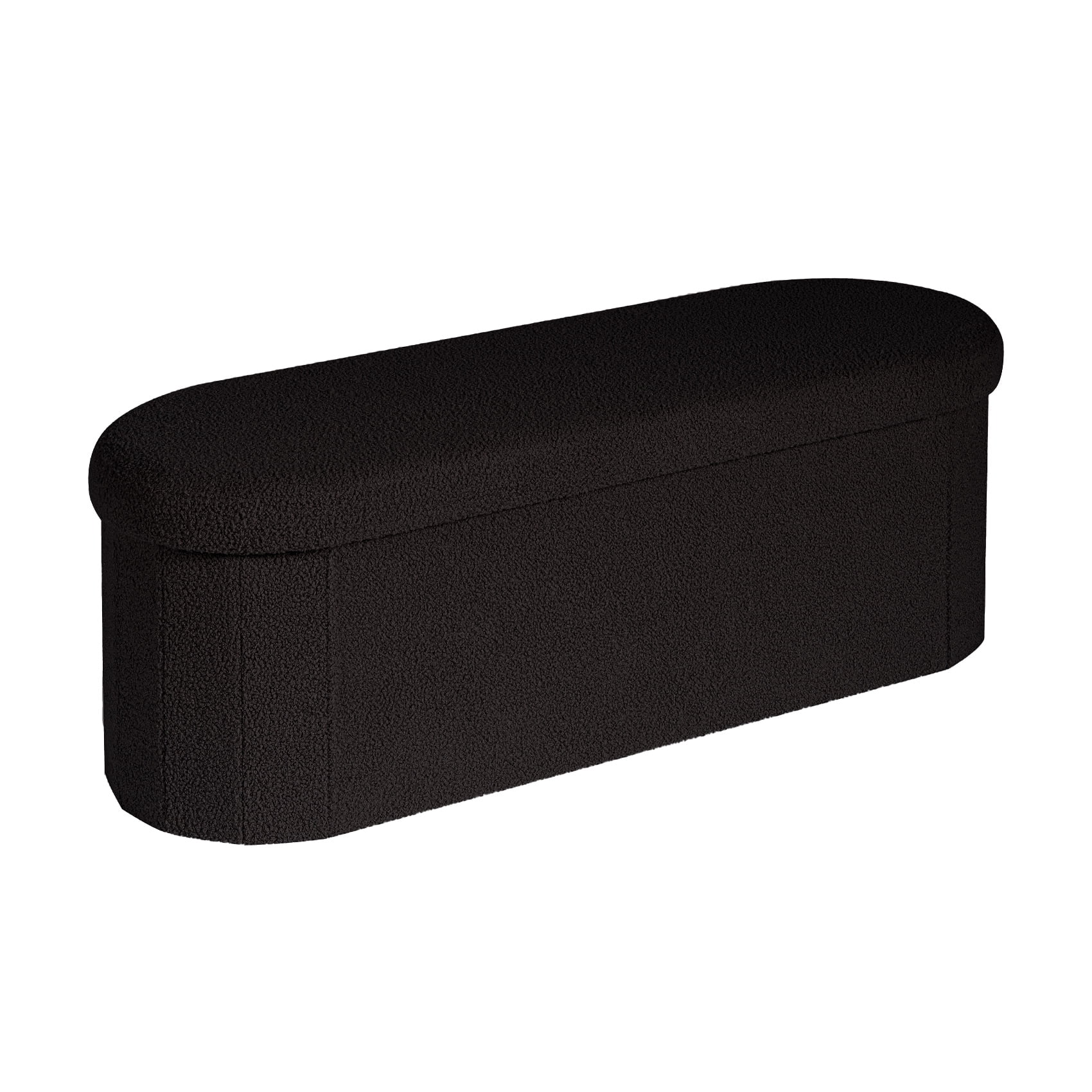 PINPLUS Storage Ottoman Bench Tufted Oval Ottoman Bench Foot Rest Velvet Bench with Storage 43" Black